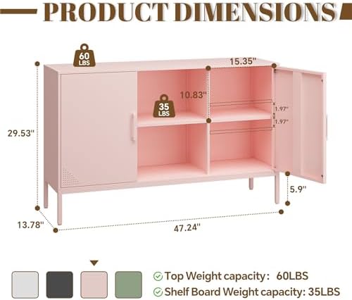 Metal Storage Cabinet, Metal Pink TV Stand - Image 3