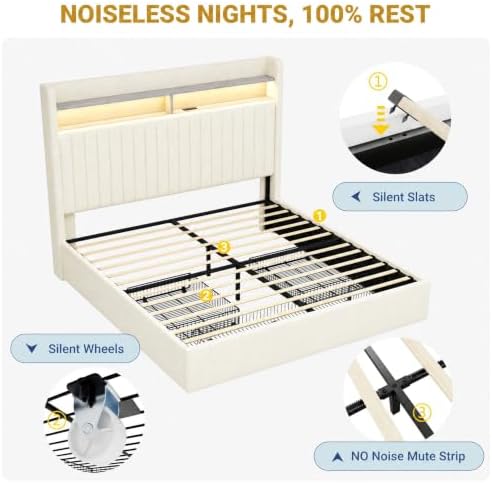 SHA CERLIN Full Upholstered Platform Bed Frame - Image 7