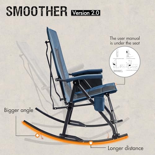 Portal Oversized Folding Rocking Camping Chair Portable Outdoor 400 lb Blue - Image 6