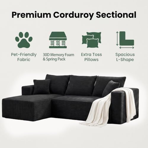 92.5" Boneless Couch, Left Facing Sectional Sofa - Image 5