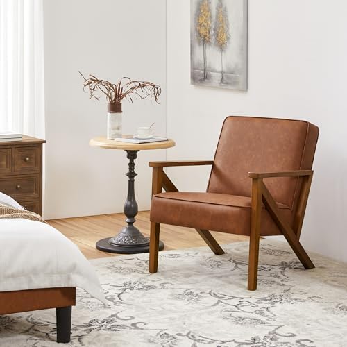 Yaheetech Mid-Century Modern Accent Chair, Lounge Chair, Light Brown by Yaheetech