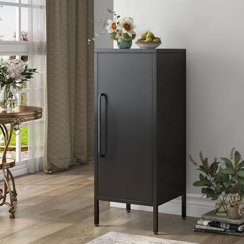Metal Storage Cabinet with Door & 2 Adjustable Shelves 39.5” Small Storage by PEROKIER