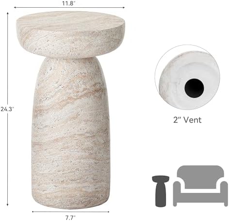 24" Side Table Outdoor, Large Modern Geometric End Table - Image 2