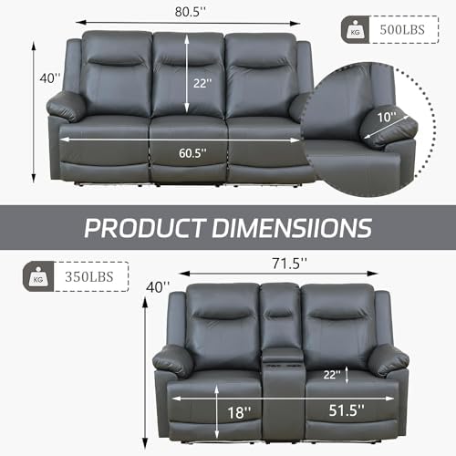 Air Leather Power Recliner Sofa Set - Image 2