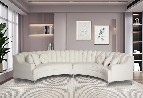 Legend Vansen Semicircle Modular Curved Velvet Sectional Sofa, 141.34”Oversized - Image 5