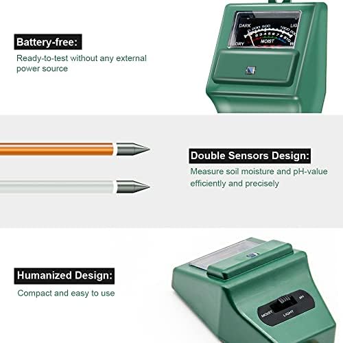 SONKIR Soil pH Meter, MS02 3-in-1 Soil Moisture/Light/pH Tester Gardening Tool - Image 4
