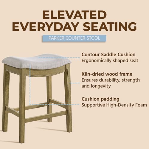 ROME + OAK Parker 26 Inch Counter Stool, Backless Saddle - Image 4