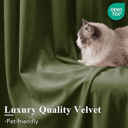 StangH Moss Green Velvet Curtains Back Tab - Image 5