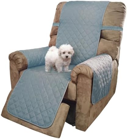 U-NICE HOME Reversible Recliner Chair Covers, Light Blue/Beige by U-NICEHOME