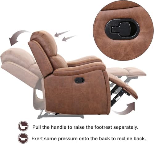 CANMOV Leather Recliner Chair Set of 2, Classic and Traditional Manual Recliner - Image 4