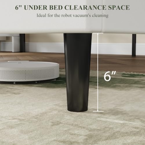 Garvee Full Bed Frame with Storage Shelf and Upholstered Headboard - Image 6