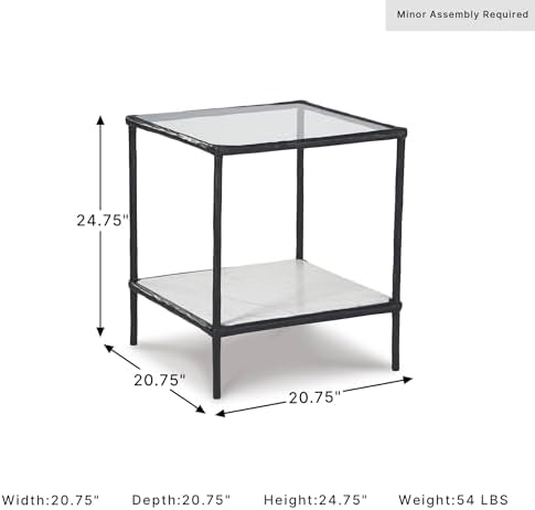 Signature Design by Ashley Modern Glass and Marble End Table - Image 3