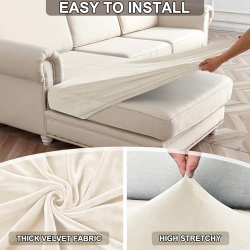 NAISI Waterproof Couch Cushion Covers Thick Velvet Fabric Washable Sofa - Image 6