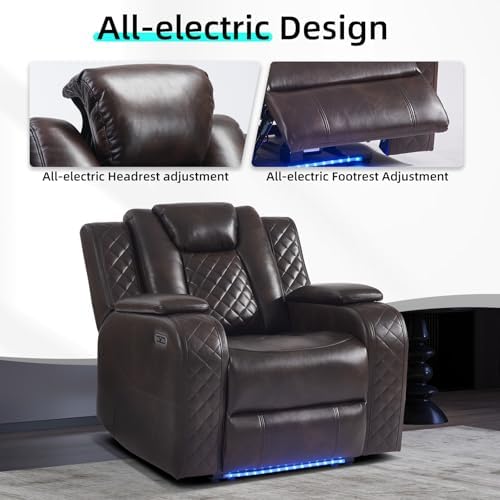 CANMOV Faux Leather Power Home Theater Seating, Movie Single Reclining Sofa - Image 5