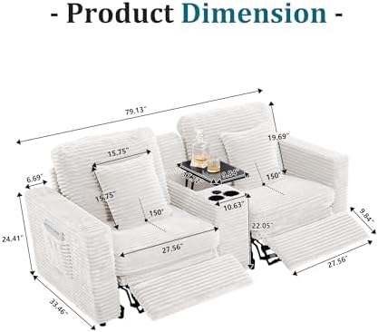 Power Reclining Sectional Sofa, Electric Loveseat Recliner - Image 2