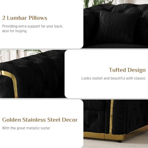 2-Piece 84.8" Velvet Sofa Set, Chesterfield Tufted - Image 3