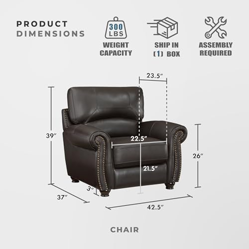 Lexicon Top Grain Leather Match Chair Accent Chairs - Image 3