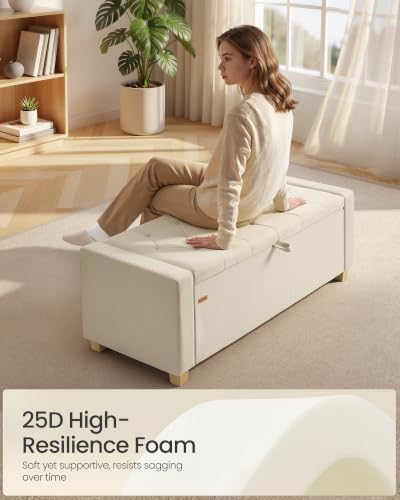 SONGMICS Storage Ottoman, 48 Inches Long Bed End Stool, Solid Wood Legs - Image 5
