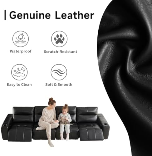 Power Recliner Genuine Leather Sofa Wall Hugger - Image 5