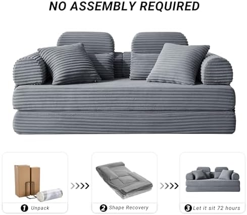 78.8" Futon Sofa Bed with High Back, Boneless Couches - Image 6