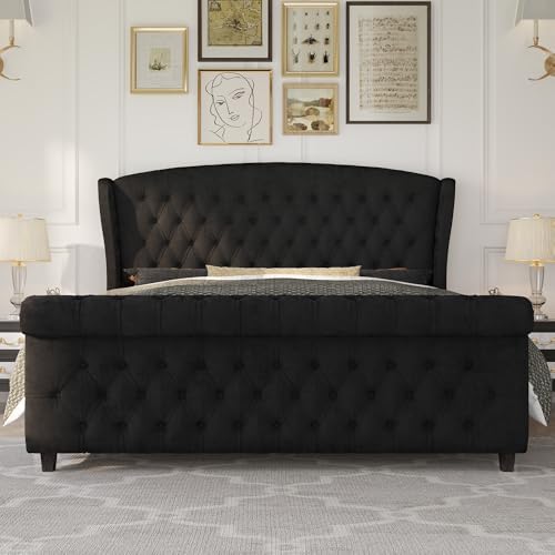 AMERLIFE California King Upholstered Sleigh Bed Frame - Image 3