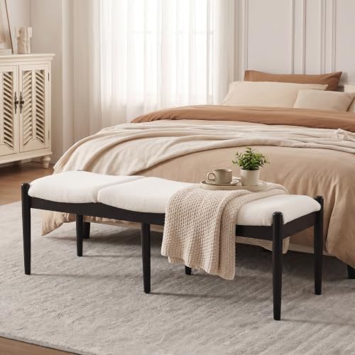 DUOMAY 55'' Modern Ottoman Bench, Chenille Upholstered by DUOMAY