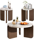 SUNBURY Coffee Table and End Table Sets, Round Marble Modern 3-Piece Living by SUNBURY