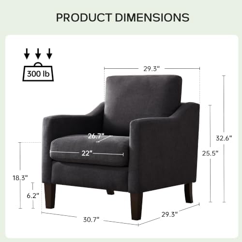 VKNOW Accent Chairs Set of 2, Modern Upholstered Armchairs, Dark Grey - Image 2