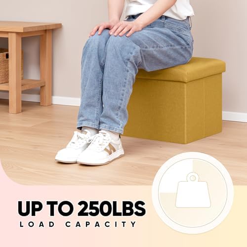 B FSOBEIIALEO Folding Storage Ottoman, 16.5" Linen Ottomans - Image 5