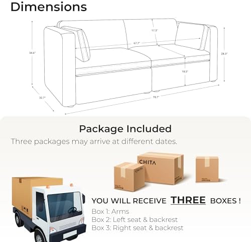 CHITA 78" Modular Sectional Sofa, 2 Seat Modular Couch - Image 2
