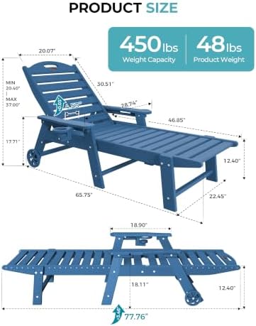 Ciokea Lounge Chair Outdoor Set of 6, Oversized Chaise Lounge Chair - Image 2