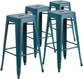 Flash Furniture Kai Commercial Grade 4 Pack 30" High Backless Distressed Kelly by FlashFurniture