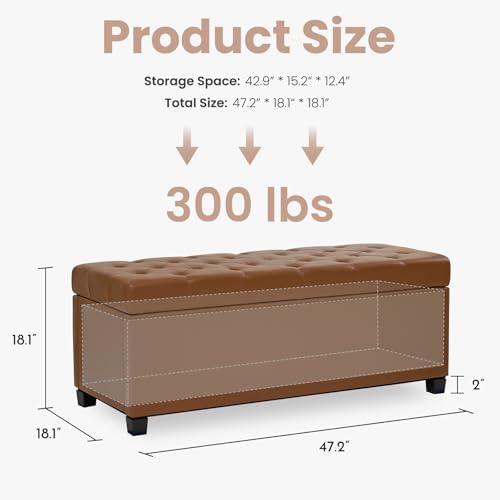 Living&Giving Leather Storage Ottoman Bench - Image 2
