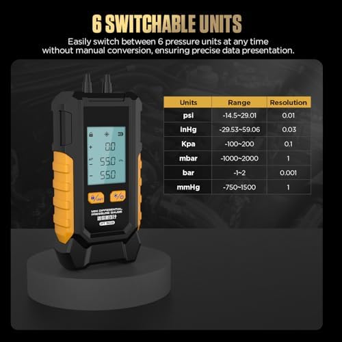 PT503 Mini Digital Manometer Dual Port Gas Pressure Tester - Image 5