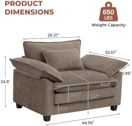 Oversized Accent Chair, Modern Upholstered Armchair Cloud Sofa Chair - Image 2