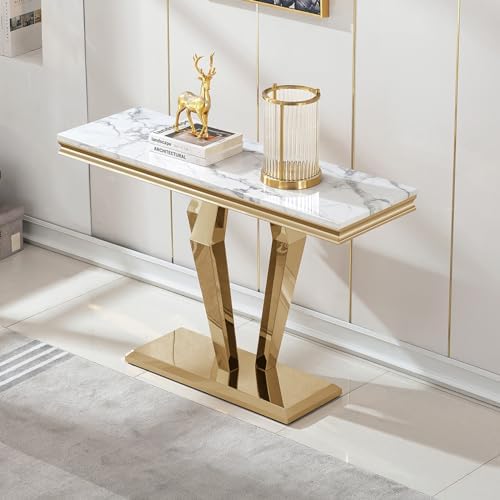 Henf 4 Piece Living Room Table Set, Faux Marble Coffee Table & Console Table & - Image 6