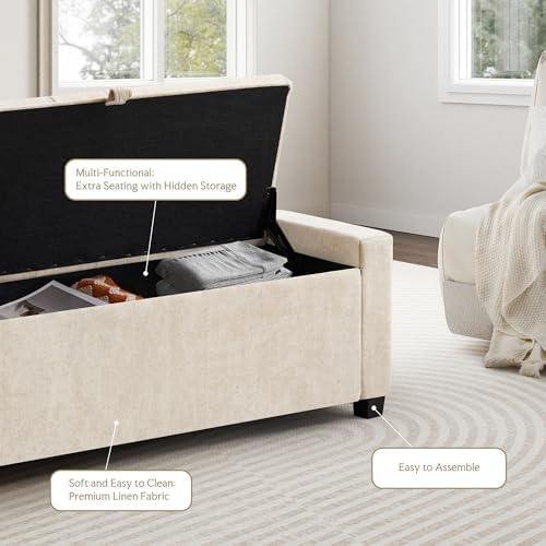 GRAINELL 42.13” Storage Ottoman Bench, Upholstered Tufted Bedroom Bench - Image 5