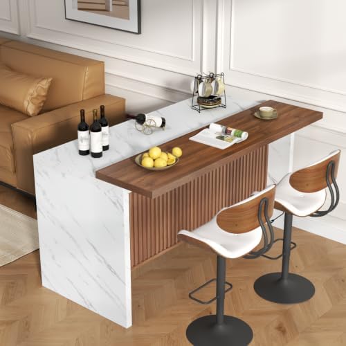 Gyfimoie 63" Large Imitation Marble Bar Table, Island Table - Image 3