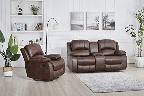 Betsy Furniture 2PC Faux Leather Reclining Couch Set, Living Room Furniture Set - Image 2