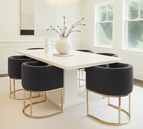 HNY Mid Century Modern Upholstered Barrel Dining Chairs - Image 3