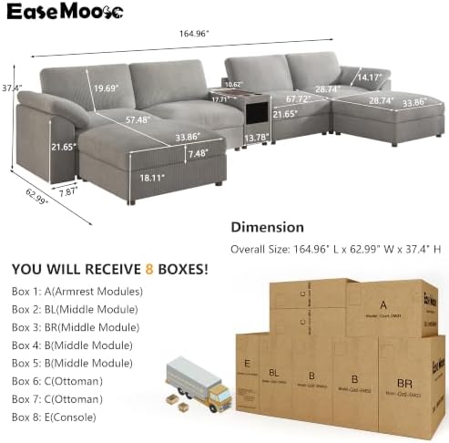 EASE MOOSE Oversized U Shape Sectional Modular Sofa, Large Deep Seat Couch - Image 2
