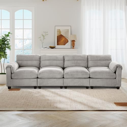 HAOMARKETS 115" Wide Modular Sectional Sofa Couch, Corduroy Upholstered - Image 7