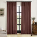 Country Brown Red Linen Pinch Pleated Semi Sheer Curtains 102 Inches Long by TWODRAPES