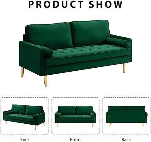 Velvet Loveseat Sofa, Mid Century Modern Small Love Seats Furniture Comfy Couch - Image 6