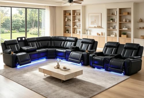 Leather Power Reclining Sectional Sofa Set by PonlivingFurniture