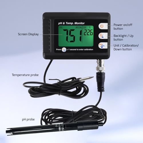 Digital Combo pH & Temperature Meter, Aquarium Thermometer pH Monitor - Image 5