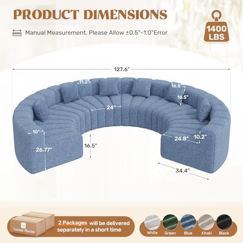 Luxanimarion Oversized Curved Cloud Couch, 6 Seater Modern Modular Sectional - Image 2