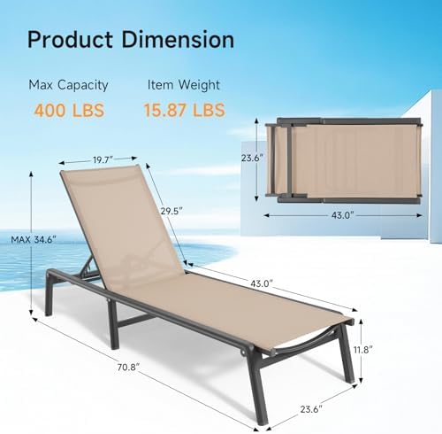 Aluminum Chaise Lounge Chair Outdoor - Image 2
