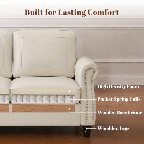 Kingfun Faux Leather 3 Seater Sofa - Image 6