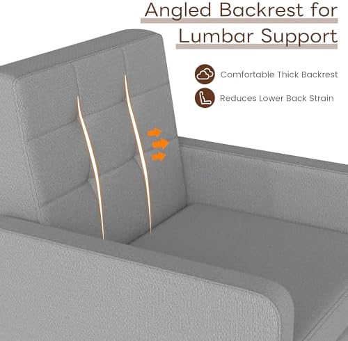 Accent Chair for Living Room, Modern Comfy Armchair, Light Grey - Image 4